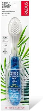 RADIUS Toothbrush Tour Travel Brush, Arctic Ocean, BPA Free and ADA Accepted, Designed to Improve Gum Health and Reduce The Risk of Gum Disease, 1 Pack