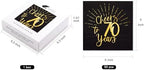 WRAPAHOLIC 50Pcs 70th Birthday Napkins - 3-Ply Disposable Paper Cocktail Napkin, Black and Gold Foil Cheers to 70 Years - 5 x 5 In