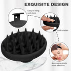 Meartchy Silicone Scalp Massager, Scalp Scrubber for Hair Growth with Soft Bristles, Scalp Exfoliator Brush Dandruff Removal Shampoo Brush for Wet Dry Scalp Care (Black)