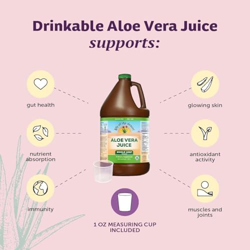 Lily Of The Desert Aloe Vera Juice - Whole Leaf Filtered Aloe Vera Drink, Non-GMO Aloe Juice with Natural Digestive Enzymes for Gut Health, Stomach Relief, Wellness, Glowing Skin, 64 Fl Oz