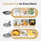 Adult Sippy Cup, 14oz Spill Proof Cup with Straw for Elderly, 3 in 1 Stainless Steel Sippy Cup with 2 Lids, No Spill Feeding Cups for Patient Disabled Maternity Drink Water Milk Soup - White