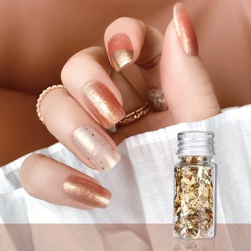 Lwuey Decorating Flakes, Gold Leaf Cake Decoration Flake Goldlen Toppers Gilding Foil Decor Imitation Metallic Decorative Drink Cooking Chocolates Cakes Drinks Dessert Cupcake Makeup 2PCS