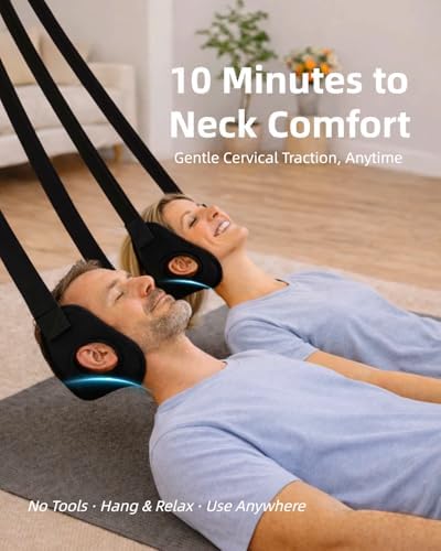 Durchbruch Neck Stretcher Hammock for Daily Neck Relief – Adjustable Cervical Traction Device with Removable Pads, Silicone Protectors, Eye Mask, Earplugs & Travel Bag