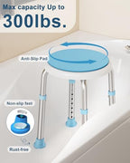 HOMLAND Swivel Shower Chair, Adjustable Round Stool with Back Scrubber, Seat for Inside Tub Bathroom Bench Bath Chair for Elderly and Disabled