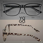 Yogo Vision Bifocal Reading Glasses for Women Men Rectangle Multifocal Readers Fashion Nerd Eyeglasses