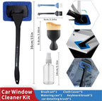 10pcs Car Windshield Cleaning Tool, Windshield Cleaner with 5 Washable and Reusable Microfiber Pads and Extendable Handle, for Auto Glass Wiper (Bule（10pcs）)