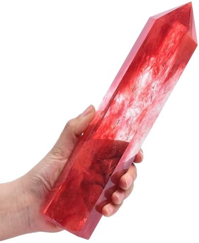 Smelting Red Quartz Tower Obelisk Artificial Crystal Stone Wand Large Reiki Meditation Gifts 1.1-1.7 LBS