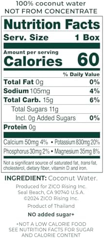 Zico 100% Coconut Water, No added Sugar, Refreshingly Delicious, Hydration with Electrolytes, 11.2 Fl Oz (Pack of 12)