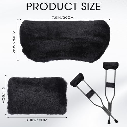 Threlaco Crutches Padding Universal Crutch Pads for Armpits and Hand Cushion Soft Fluffy Covers Accessories Sets for Underarm Armpits and Handles(Black)