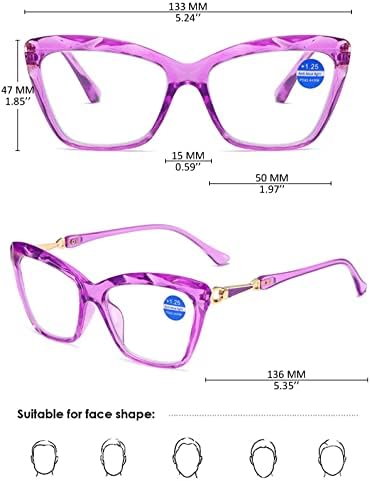 Cat Eye Reading Glasses Blue Light Blocking Fashion Crystal Frame Computer Readers Eyeglasses for Women
