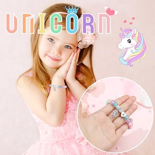 Hidepoo Graduation Gifts - Unicorn Bracelets for Girls, Adjustable Unicorn Bracelet Beaded Initial Bracelet Jewelry Birthday Graduation Gifts for Girls Kids Teen Girl