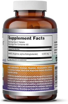 Amazing Formulas AAKG (Arginine Alpha-Ketoglutarate) 3500 Mg | Tablets Supplement | Non-GMO | Gluten-Free | Made in USA (1 Pack | 180 Count)