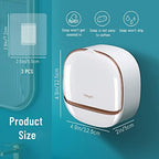 Luxury Soap Holder with Drain Tray, Waterproof Soap Dish Holder, Keep Soap Bars Dry, Adhesive Soap Case Box Wall Mounted for Shower, Bathroom, Bathtub, White