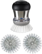 Steel Soap Dispensing Palm Brush with Refills