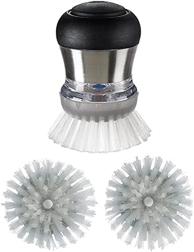 Steel Soap Dispensing Palm Brush with Refills