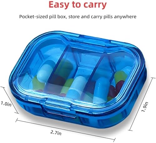 3 Pack Travel Mini Pill Organizer, 3 Compartments Portable Small Pill Case, Mini Small Pill Box to Hold Vitamins, Portable Pill Container for Pocket Purse Medicine Organizer