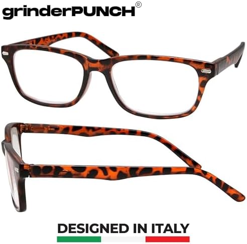 grinderPUNCH High Magnification Power Readers Slim Reading Glasses 4.00-6.00