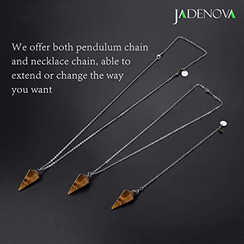 JADENOVA Pendulum Crystal Necklace Natural Yellow Tiger Eye Crystal Pendulums for Divination Dowsing Quartz Chakra Reiki Healing Jewelry for Women Men