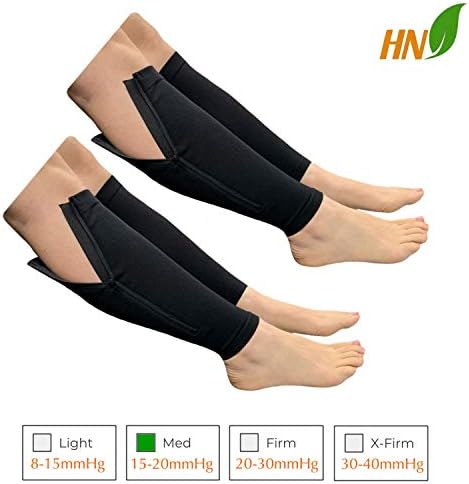 HealthyNees Footless 15-20 mmHg Zipper Compression Leg Calf Shin Sleeve 2 Pairs (Black Combo, 3X-Large)