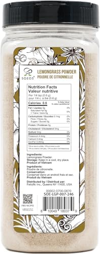 Soeos Lemongrass Powder 7 ounce (198g), Lemongrass Herb, Lemon Powder Bulk, Freshly Ground Dried Lemon, Natural, Non-GMO Verified, Kosher, Flavorful Herb for Tea