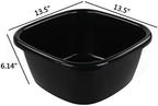 16 Quart Wash Basin, 3-Pack Black Plastic Dish Pan