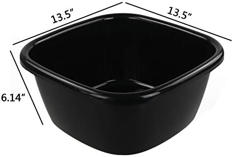 16 Quart Wash Basin, 3-Pack Black Plastic Dish Pan