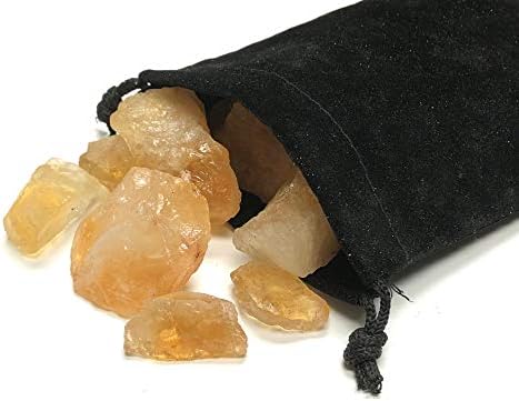 Rough Citrine Crystal Stone, Comes with Velvet Bag (1/2 Pound)