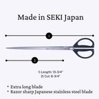 ALLEX Extra Long Giant Scissors 13-3/4" Razor Sharp Japanese Stainless Steel Blade, Ideal for Ribbon & Paper Cutting, Heavy Duty