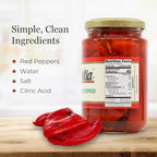 Vantia Roasted Red Peppers 12 oz Jar – Fire-Roasted Sweet Peppers in Brine, Tender & Flavorful for Sandwiches, Salads, Antipasto & Mediterranean Cooking