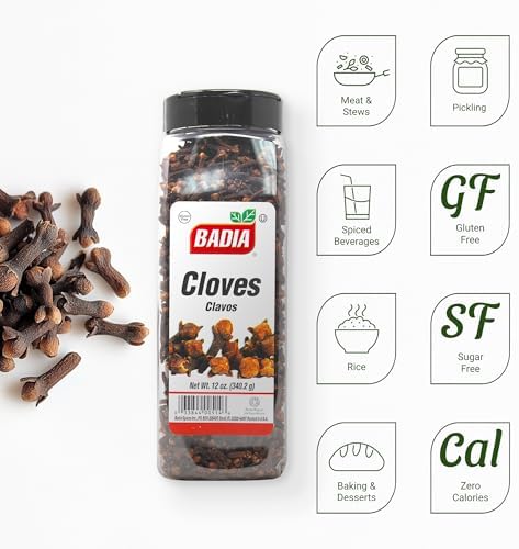 Badia Whole Cloves, 12 oz - Premium Quality Spice for Baking, Cooking & Beverages, Aromatic & Flavorful