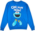 Sesame Street Cookie Monster Om Nom Nom Women's Blue Crew Neck Long Sleeve Sweatshirt