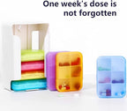7 Piece Set Pill Organizer 6 Times a Day, Weekly Daily Travel Medicine Organizer Portable 7 Day 42 Compartments Pill Box with Moisture-Proof Pill Case Travel Pill Container for Vitamins,Supplements