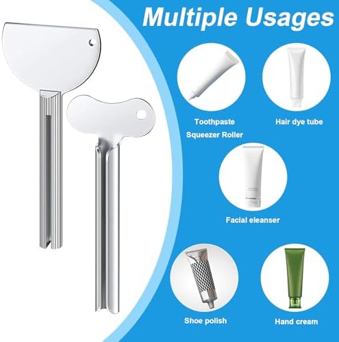 4 Pcs Toothpaste Tube Squeezer,Keys Metal Roller Hair Dye Dispenser Tool, Stainless Steel Toothpaste Squeezers,Metal Tube Key Squeezers Tooth Paste Squeezer for Bathroom Cosmetic Paint Hand Cream