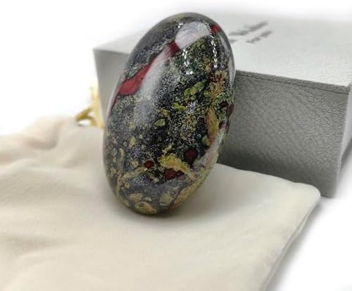 2.4" Dragon Bloodstone Palm Stone for Anxiety Relief, Healing Crystal for Meditation & Stress Relief, Polished Pocket Stone with Gift Box
