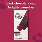 Theo Chocolate Pure Organic Dark Chocolate Bar 85% Cacao, 6 Pack | Vegan, Fair Trade