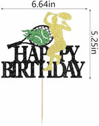 Tennis Happy Birthday Cake Topper Boys Men Tennis Player Cake Toppers Racket Ball Sport Theme Happy Birthday Party decoration black glitter