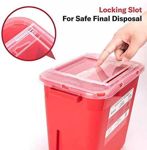 Alcedo Sharps Container for Home Use 2 Gallon (2-Pack) | Biohazard Needle and Syringe Disposal | Professional Medical Grade