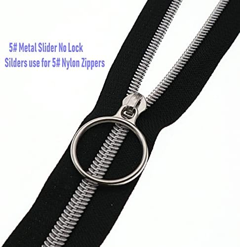 Leekayer 30PCS #5 Silver Chrome Ring Pulls for Nylon Coil Zippers Metal Zipper Sliders for Jacket Luggage Purses Bags Bulk(Silver Chrome) Metal Slider for Zipper