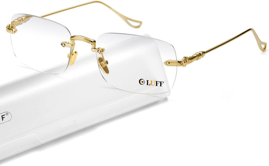LUFF Rimless Reading Glasses for Men Women | Ultra Lightweight 0.6oz | Computer Readers Anti-Eyestrain | +1.0 to +4.0