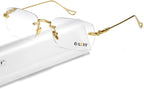 LUFF Reading Glasses Men Women,Rimless Mens Readers Blue Light Metal Computer Eyeglasses Anti-Eyestrain/Dryness/Glare(0.6oz)