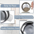 JUXYES 4PCS Metal Weighing Powder Pan with Scoop, Mini Digital Scale Pan Tray Weighing Dish for Reloading, Electronic Scale Tray Powder Measuring Pans for Jewelry Liquid Powder Lab Supplies