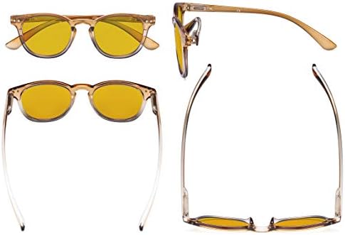 Eyekepper Ladies Blue Light Blocking Reading Glasses with Amber Tinted Filter Lens - Gradient Frame Computer Readers Women - Brown-Clear Frame +2.00