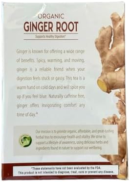 Lifestyle Awareness Teas, Caffeine Free Organic Ginger Root Tea, 20 Count (Pack of 1)
