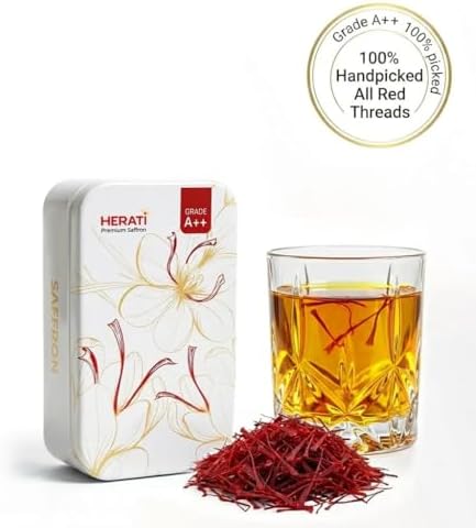 Herati Saffron Super Negin Grade 1 Threads 2 Grams Tin Box, Award Winning Afghan Saffron Direct From Farm, Hand Harvested Pure All Red Threads For Tea Paella Rice Biryani Golden Milk