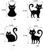 24 Pack Cat Cupcake Toppers Black Glitter Kitten Cat Cupcake Food Picks- Halloween Kitten Theme Baby Shower Kids Birthday Wedding Party Cake Decorations Supplies