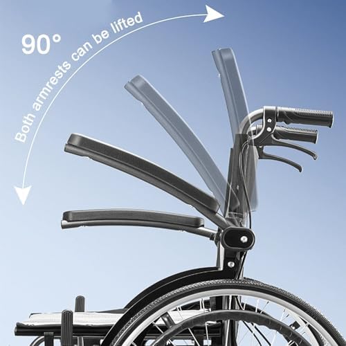 Aluminum Multifunctional Manual Wheelchair, Wheelchairs for Adults with Anti-tippers,Wheelchairs Folding Folding Manual Wheelchair,Transport Wheelchair (61.5 * 96.5 * 89cm/24.2 * 38 * 35in)