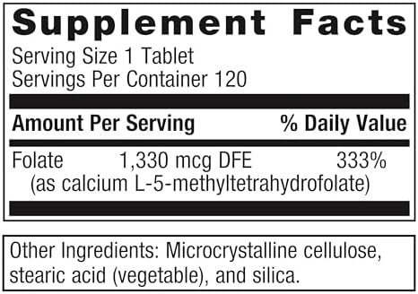 Metagenics FolaPro - L-5-MTHF Folate 1,330 mcg DFE - Supports Methylation, Homocysteine Metabolism & Cellular Health - Non-GMO, Gluten-Free, Vegetarian - 120 Tablets