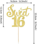 Rsstarxi 1 Pack Sweet 16th Birthday Cake Topper Cheers to 16 Years Sweet 16 Cake Decorations Sixteen Hello 16 Birthday Cake Pick Happy 16th Birthday Party Cake Decorations Gold