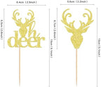 Ercadio 24 Pack Deer Cupcake Toppers - Gold Glitter Deer Head Cupcake Toppers & Picks for Christmas, Birthday, Baby Shower Cake Decoration