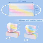 NiHealth Disposable Cute Face Masks for Adults Women Men, Breathable Mask with Elastic Earloop, Full Face Protection